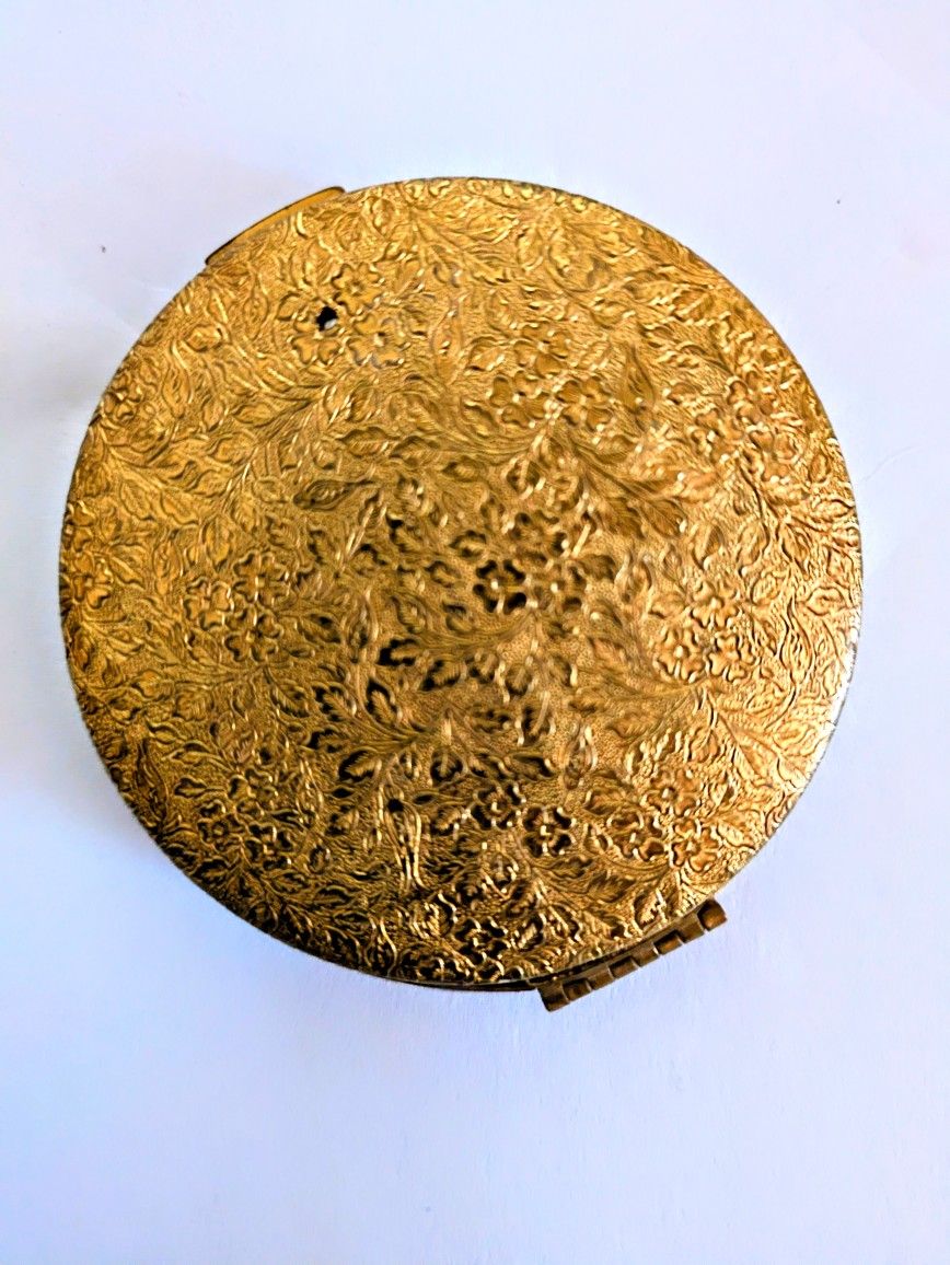 Vintage Merle Norman Goldtone Powder Compact USA Old Powder Inside