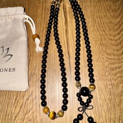 Buddha Stones: Black Obsidian & Tigers Eye Blessing Bracelet 