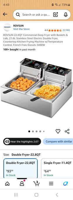 Deep Fryer 22 quarts Two Trays