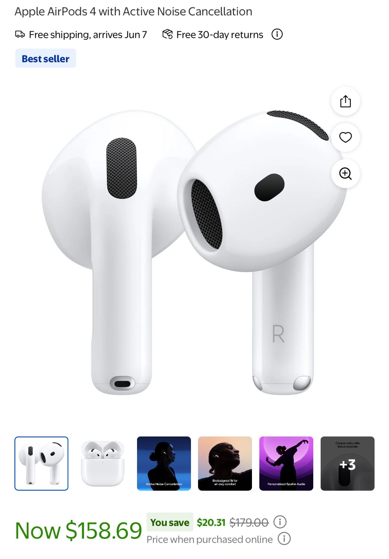 Apple AirPods 4 with active noise, cancellation
