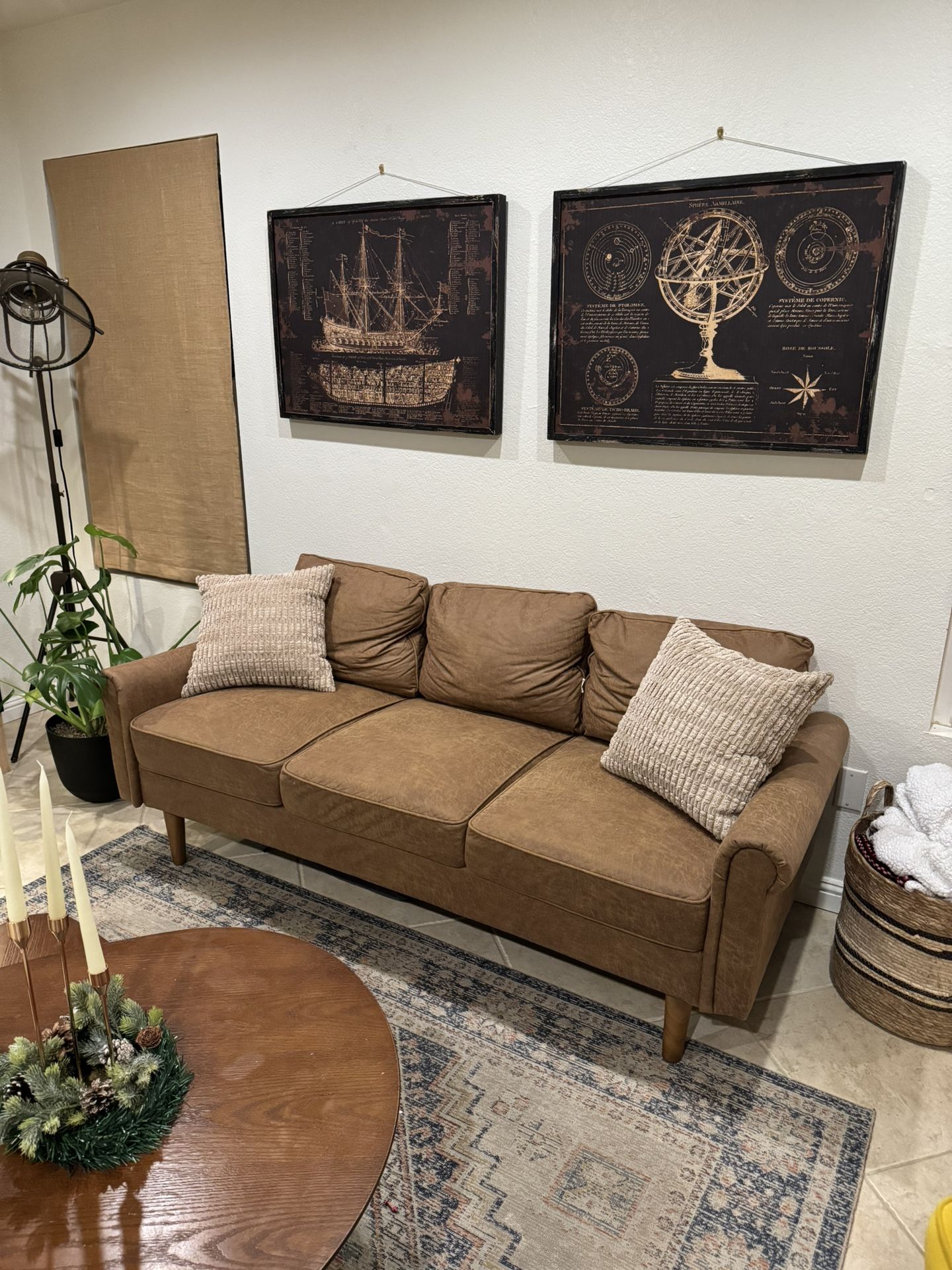 Upholstered Mid-Century Sofa 