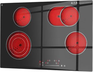 30 inch Electric Cooktop 4 Burner, 7200W Built-in Stove Top Burner with Sensor Touch Control, Radiant Electric Ceramic Cooktop with Safety Lock, 9 Lev