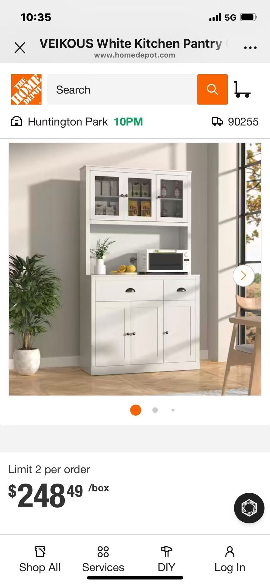 White Kitchen Pantry Cabinet Storage with Adjustable Shelves, Buffet Cupboard and Microwave Stand
