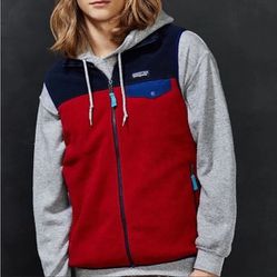 Patagonia Synchilla Snap T Color Block Full Zip Vest Jacket Red Blue Size XS