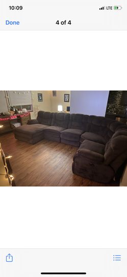 Brown sectional with 2 decliners
