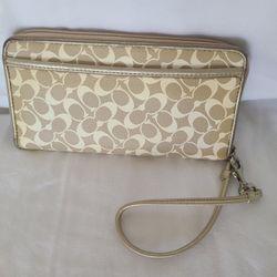Coach Beige Wristlet Wallet