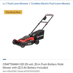 CRAFTSMAN V20 20-volt, 20-in Push Battery Walk Mower