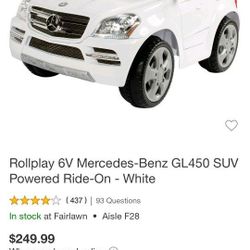 Rollplay 6V Kids  Mercedes Benz GL450 SUV Powered Ride On Car White.  