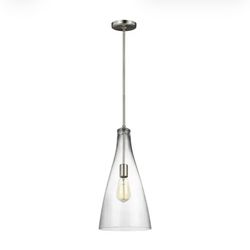 Generation Lighting Arilda 1-Light Brushed nickel Transitional Clear glass Cone Mini