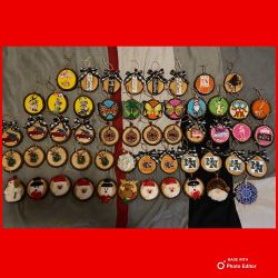 Custom Made Rustic Christmas Ornaments On Tree Branch Discs-Perfect for Teachers & Ornament Exchanges!