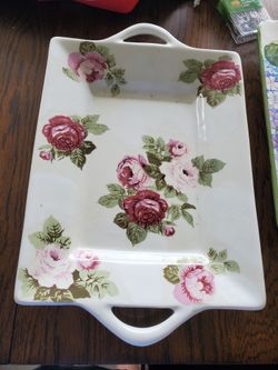 Rose Painted Serving Tray