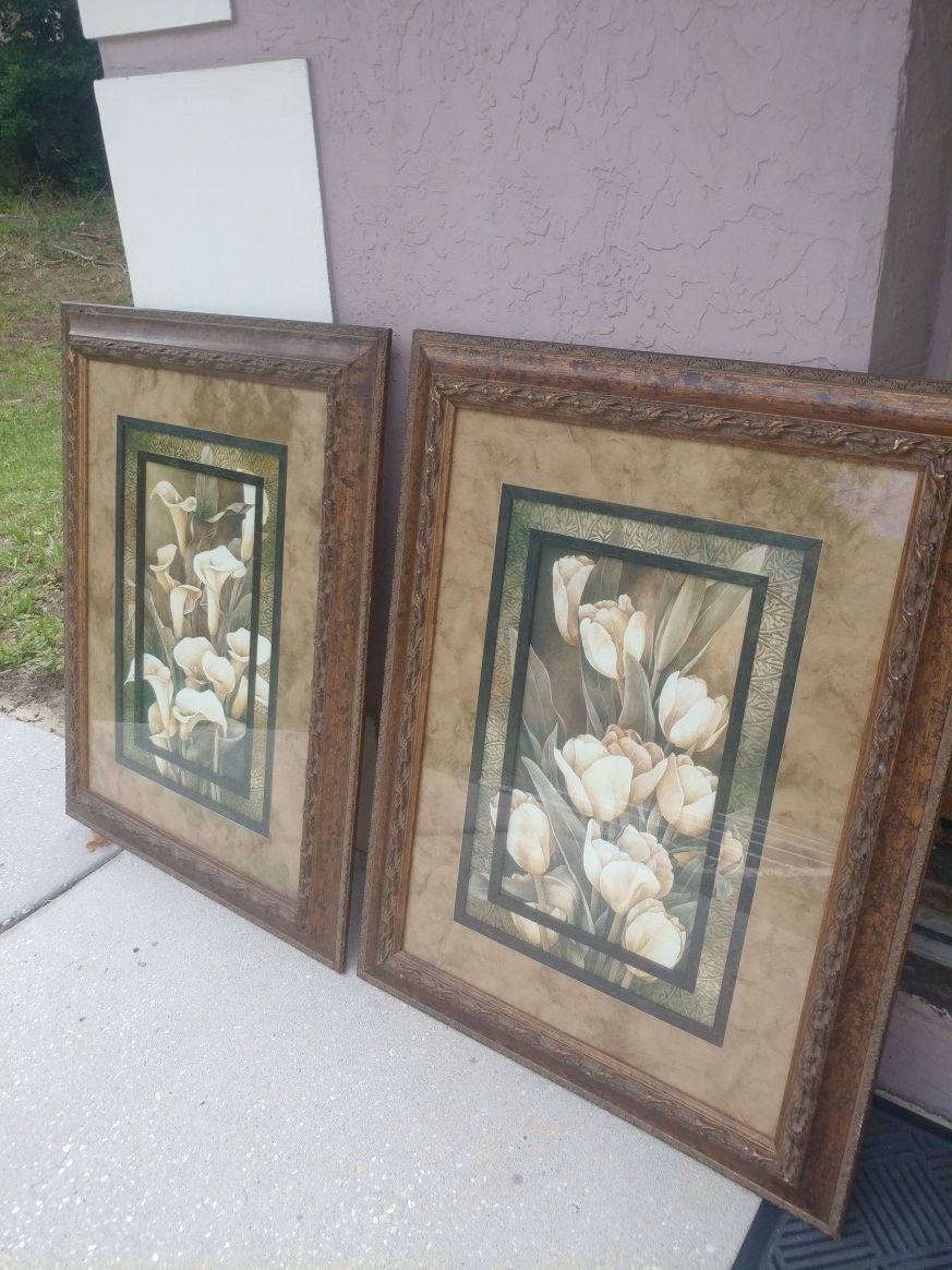 Matching floral framed art