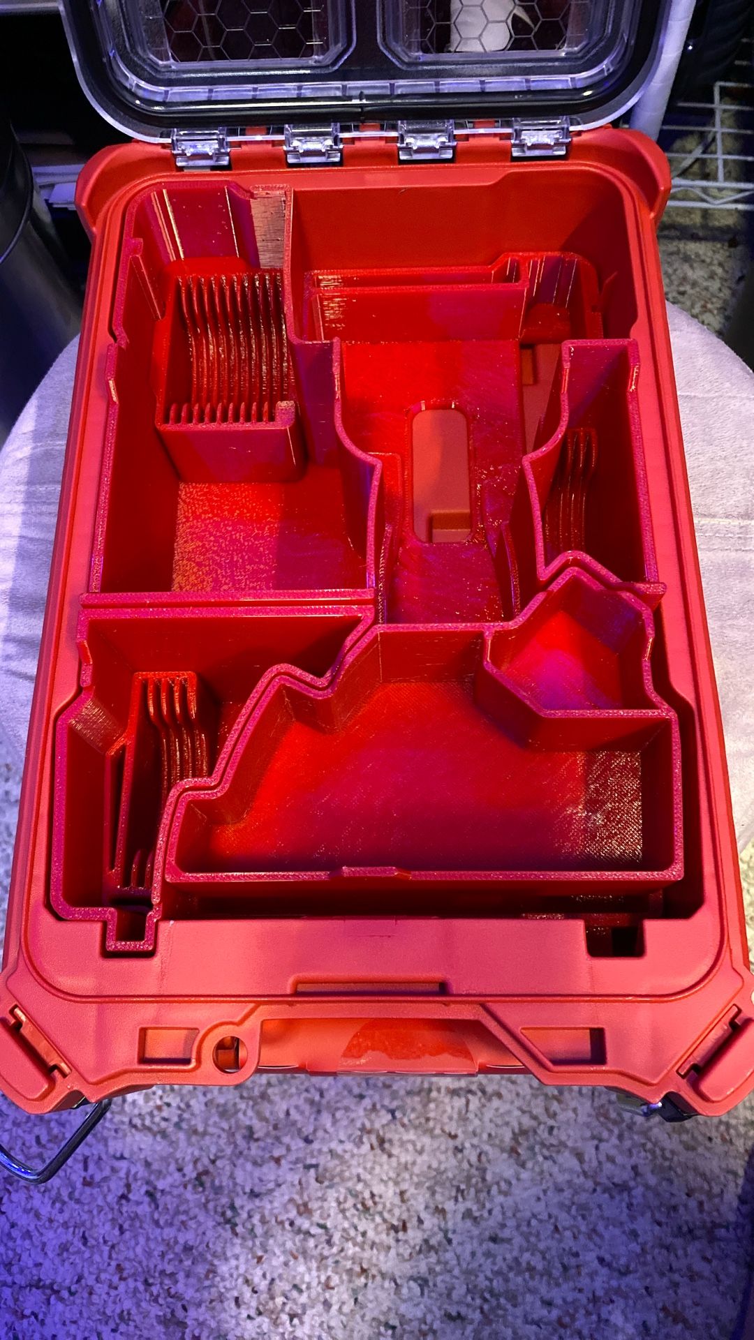 BuildInk™ Custom Red Tool Organizer Insert – Modular 3D Printed Packout Tray – Multi-Compartment Layout with Dividers