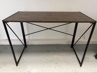 Wood Desk with Black Metal Frame - 39.5"W x 28.5"H x 19.5"D