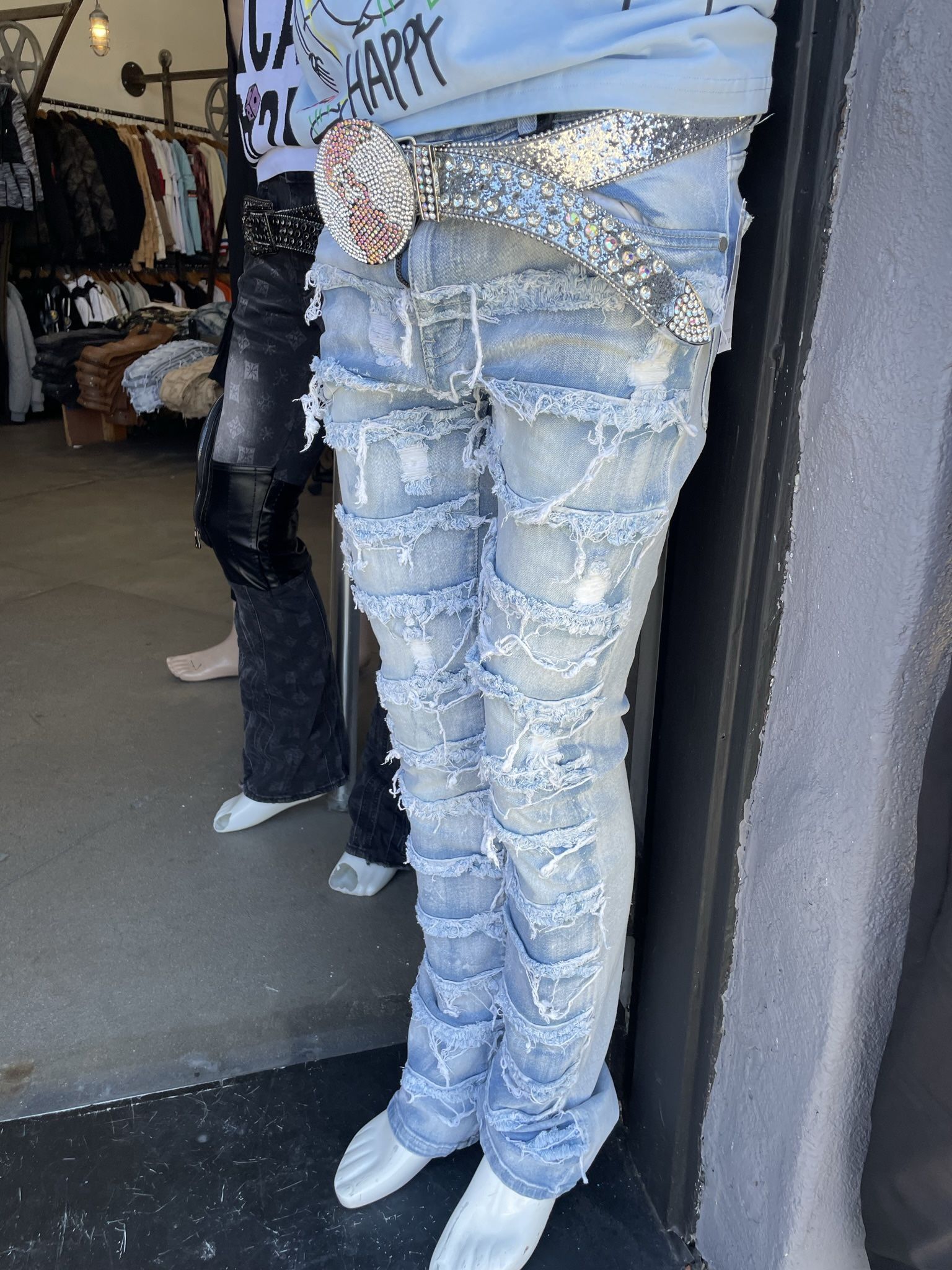 Men’s Light Blue Stacked Jeans Store Pick up 