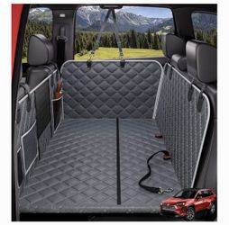 PetGenie Dog Car Seat Cover for Back Seat 10-Layer Military-Grade Protection, Hard Bottom Dog Hammock, Pet Bed Extender for Dogs, Waterproof Seat Prot