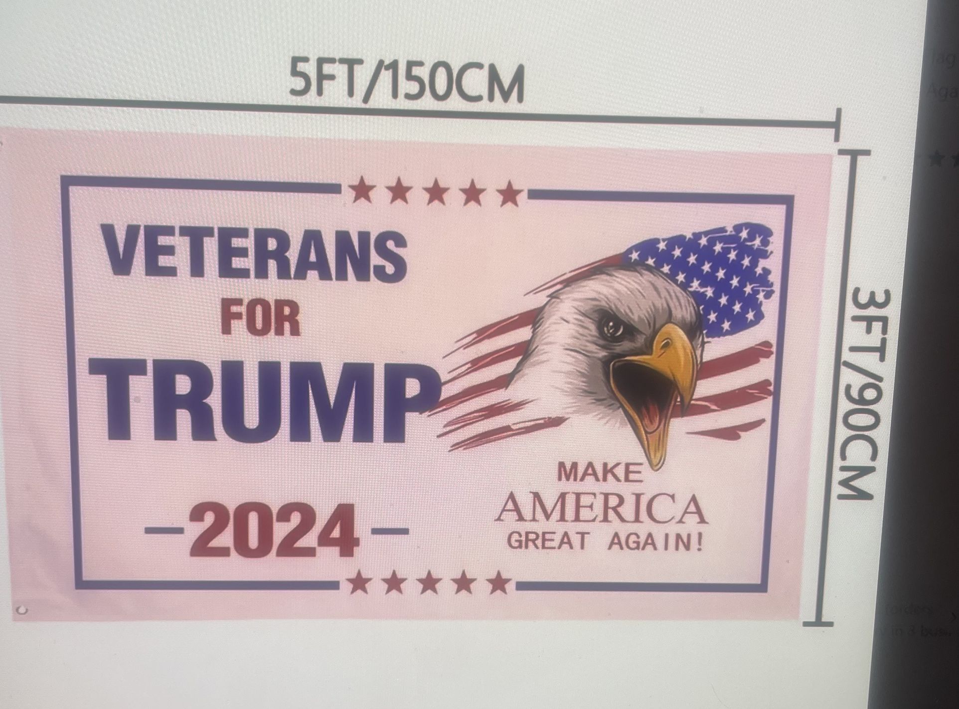 NEW - Veterans For Trump 2024 - Make America Great Again 3X5 Polyester Flag - MAGA