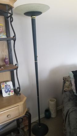 Teal/black Torchiere Floor Lamps 4 With Glass Lamp Shades