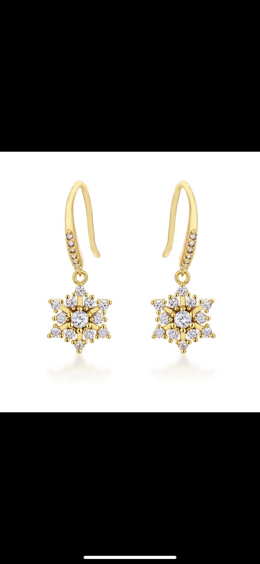 Dainty Gold Plated Snowflake Drop Earrings