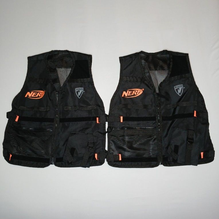 Lot Of 2 Nerf N Strike Tactical Vests Full Zip Adjustable 