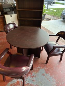 Round Office Table With Three Chairs