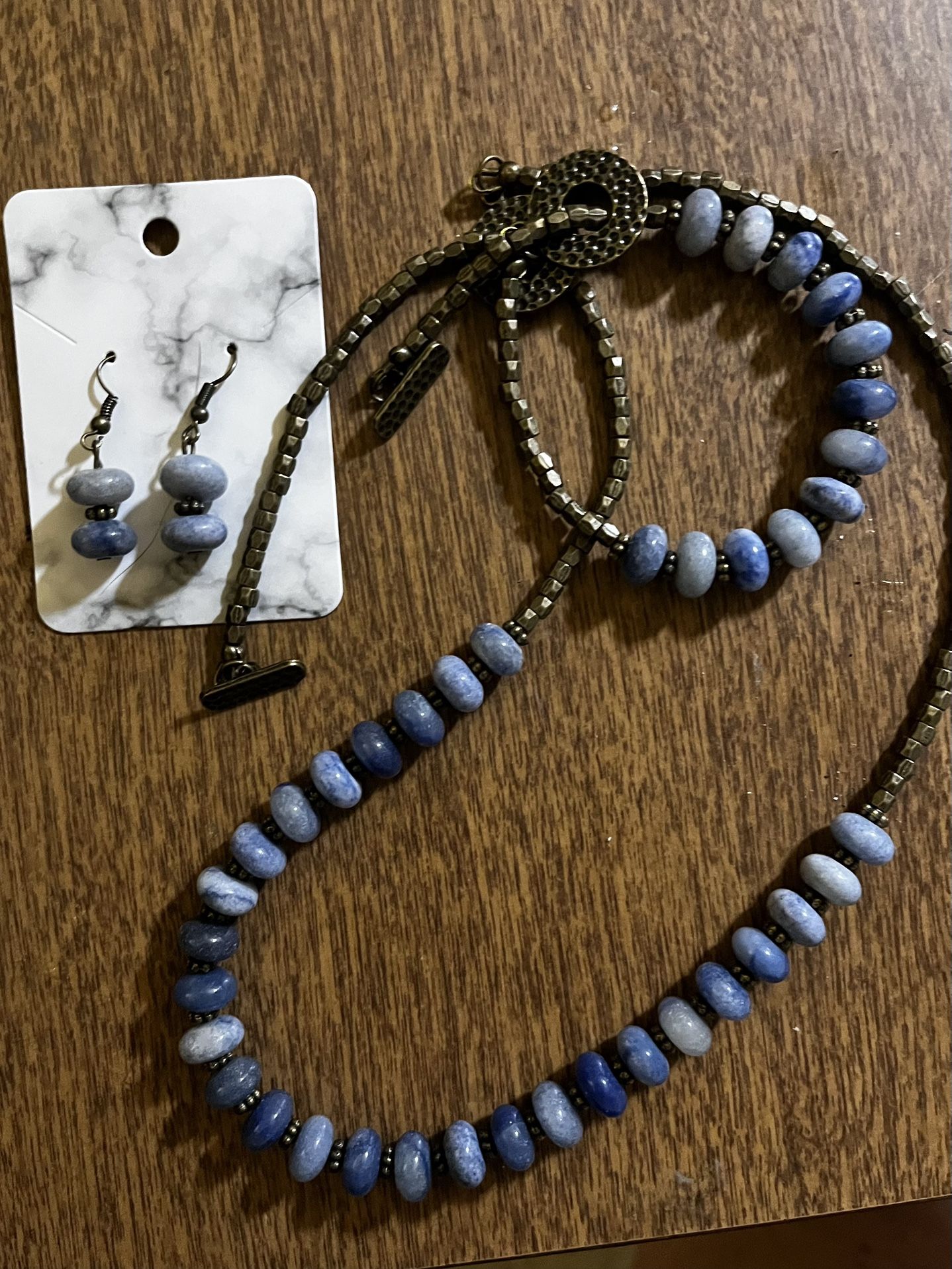 Exclusive Cowboy Blue Beaded Necklace, Bracelet And Earring Set