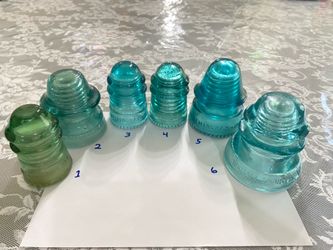6 Vintage Glass Insulators