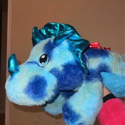 Large Stegosaurus Dinosaur Plush Blue Red Heart Polka Dot Scarf