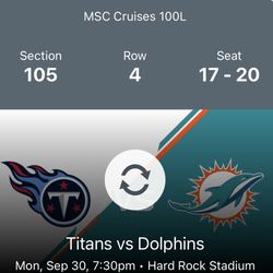 Dolphins vs. Titans 4 Tickets