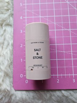 SALT & STONE SAFFRON & CEDAR DEODORANT 1 OZ TWO CHIPS IN CONTAINER