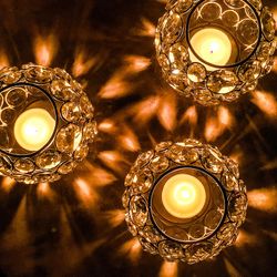 Crystal Votive Candle Holder - Silver Small Round 4”