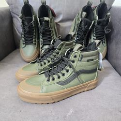 Vans Sk-8 Hi MTE Ultracush Waterproof Insulated Boots Men 6.5 & 7 Green Gum