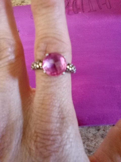 Pink Sapphire- Sterling-size 8 Ring