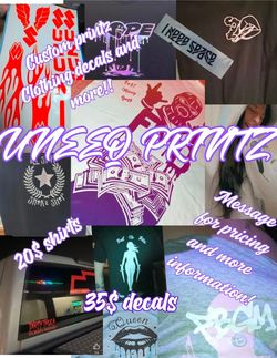 Custom clothing and decals.