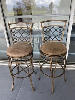 Set of Barstools Stool Chair Gold Black Perfect