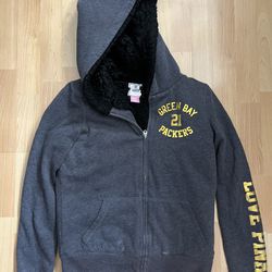 Green Bay Packers Zipup Hoodie, VS Pink. Size Small 