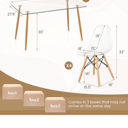 Tangkula Glass Dining Table Set (4 Chairs)