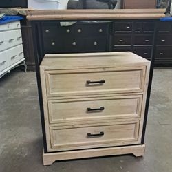 Rustic Whitewash 3 Drawer Dresser with Shelf
