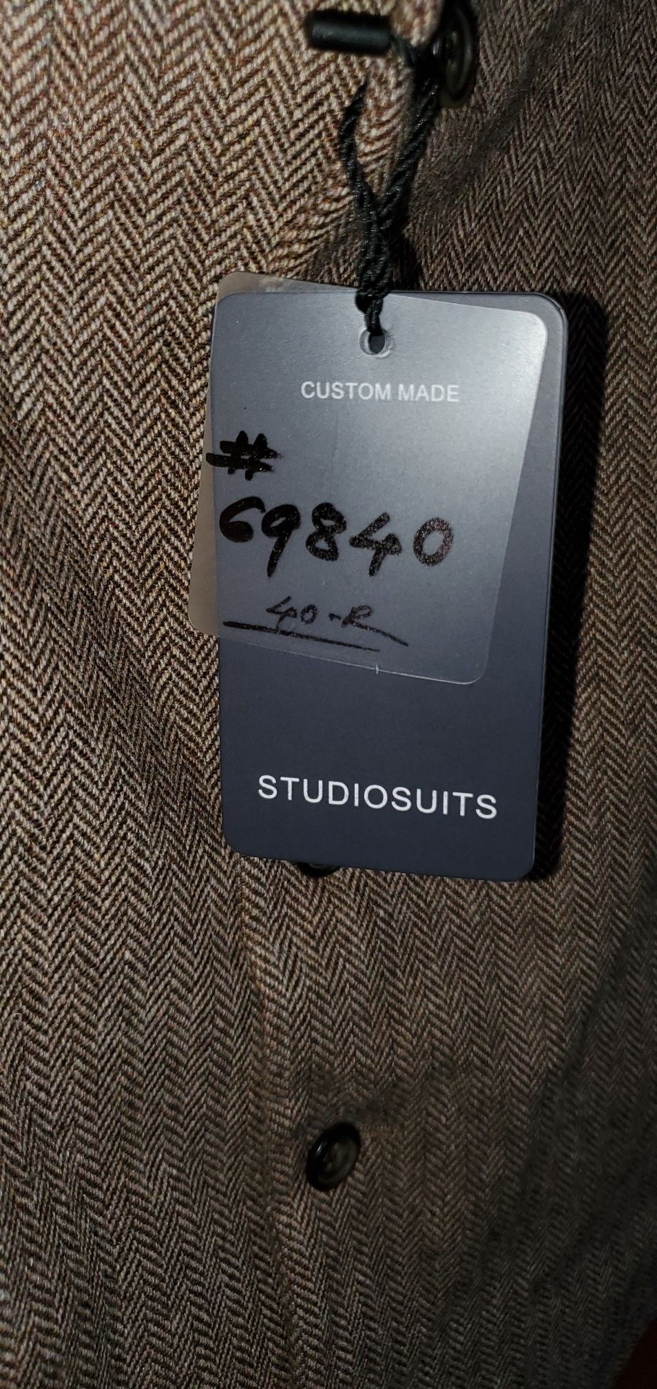 Mens bespoke tweed vest in vintage brown 40R brand new