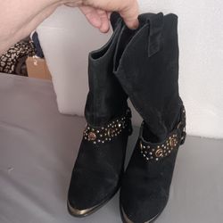 Women's Size 7, Diane Steinman Black Suede Boots 