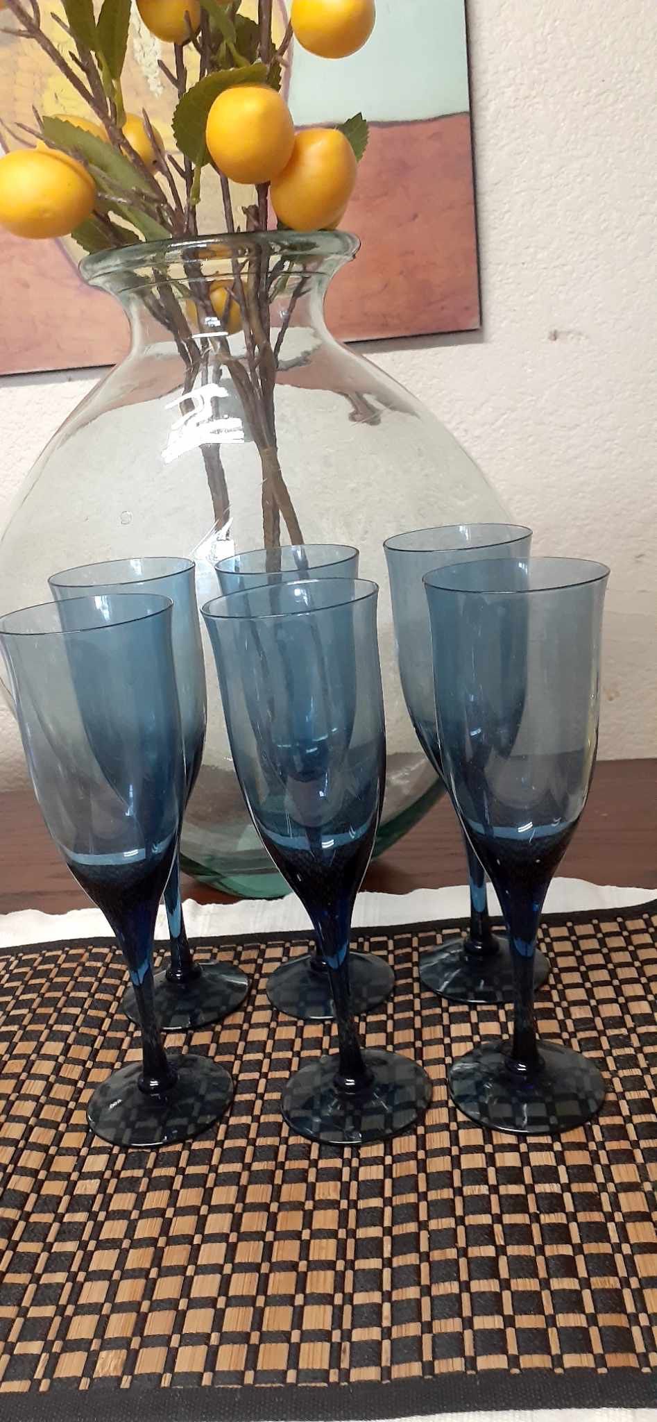 Vintage Blue Champagne Glasses
