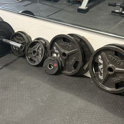 Olympic Weight Plate Set + Barbell – Premium Mix (CAP, Fringe Sport, AMGYM) 