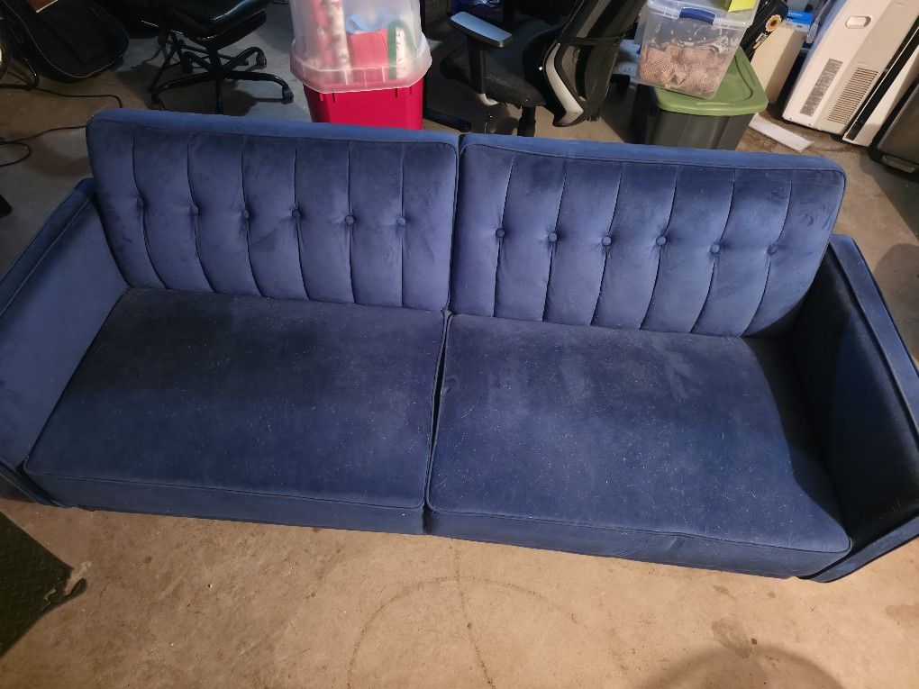 Blue Velvet Loveseat Sleeper