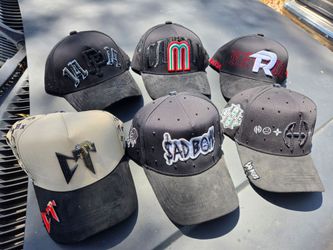 6 suede  custom  hats  snapbacks in good used condition all for $80