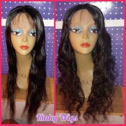 22" Brazilian Virgin Natural Wave 4x4 Closure Glueless Human Hair Wig 