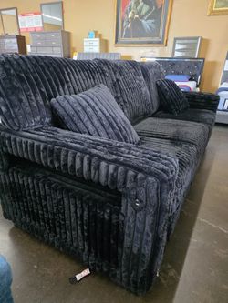 Black Corduroy Sofa and Love Seat