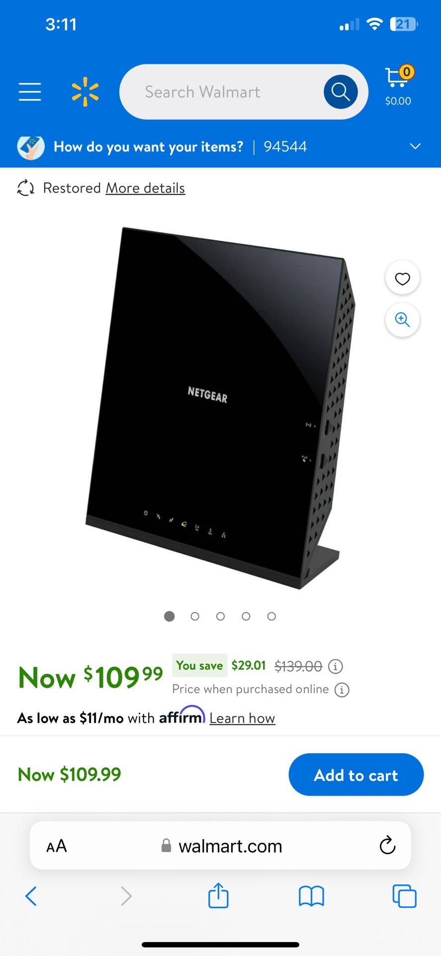 NETGEAR Cable Modem Router Combo C6250
