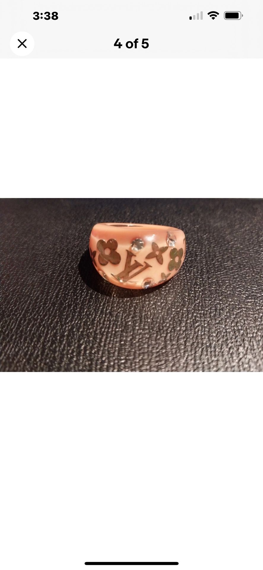 Louis Vuitton Authentic Orange Inclusion Ring with Crystal Accents Size 7