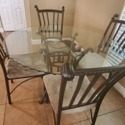 Glass Bevelled Table With 4 Chairs.