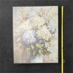 📷 NEW Large 24x36 Framed Hydrangea Canvas Art | Blue White Floral Wall Decor📷